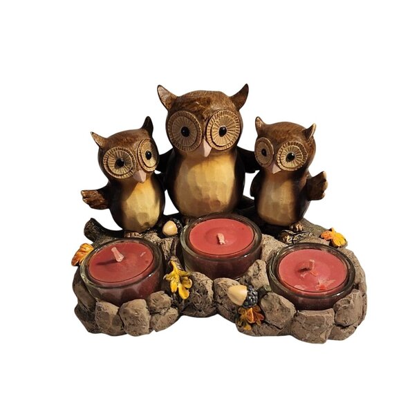 Yankee Candle Triple Owl Candle Holder With Tealights - Picture 1 of 9